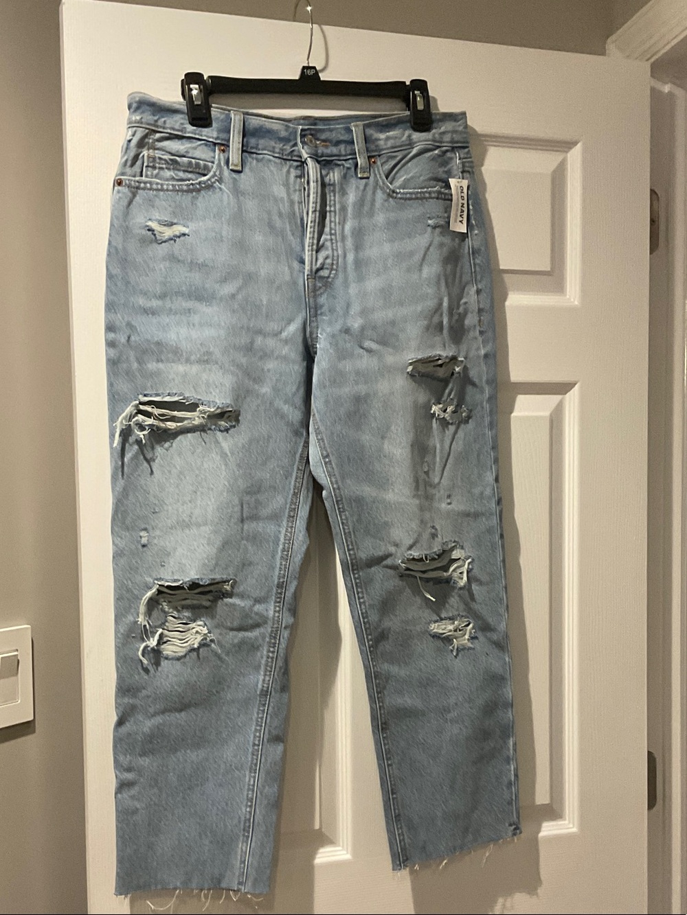 Old Navy Light Blue Distressed Straight Leg Jeans